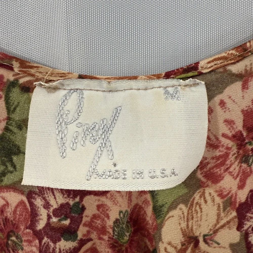 Vintage Pinx Nightgown M Floral Made USA Satin‎ Floral Lingerie Sexy Cottagecore